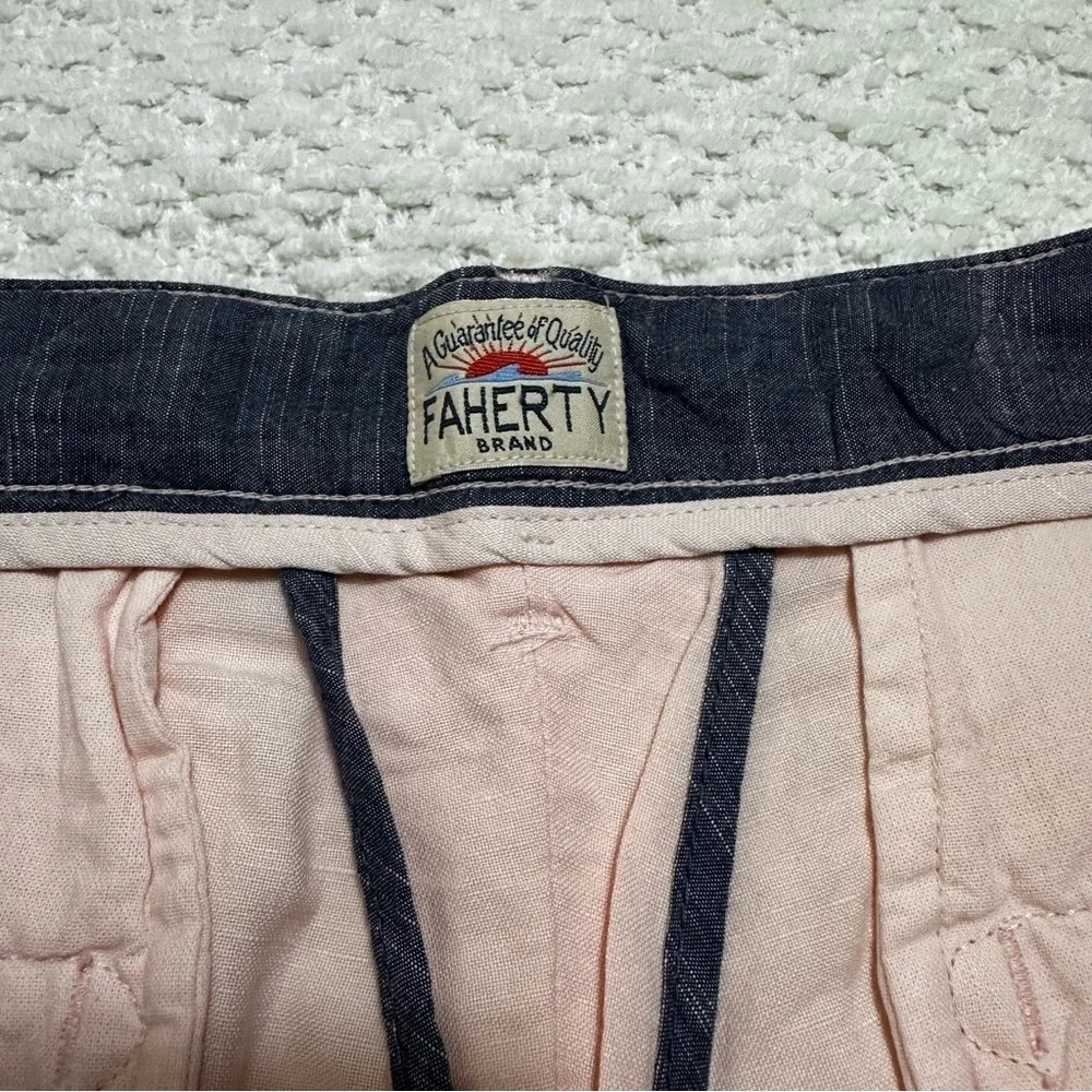 Faherty Malibu Chino Shorts Summer Pink Linen Cotton Men’s Size 34